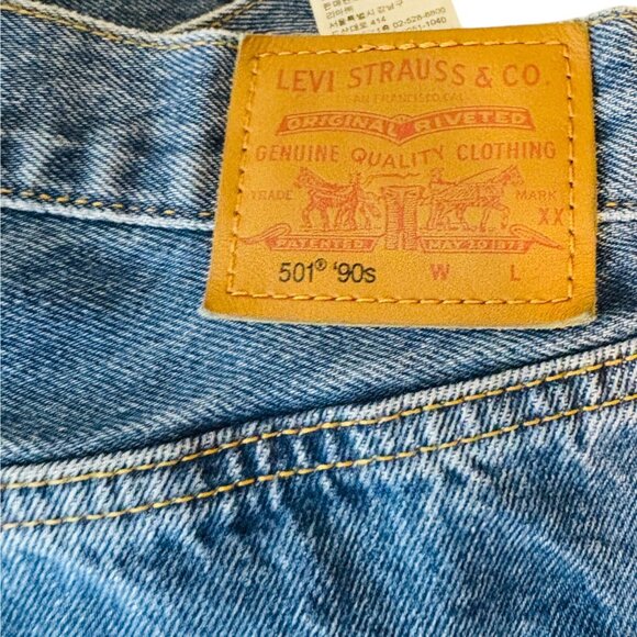 Levis Womens 501 '90s Jeans Button Fly Modern Retro Big E Loose Straight W32 L30 - Picture 12 of 15
